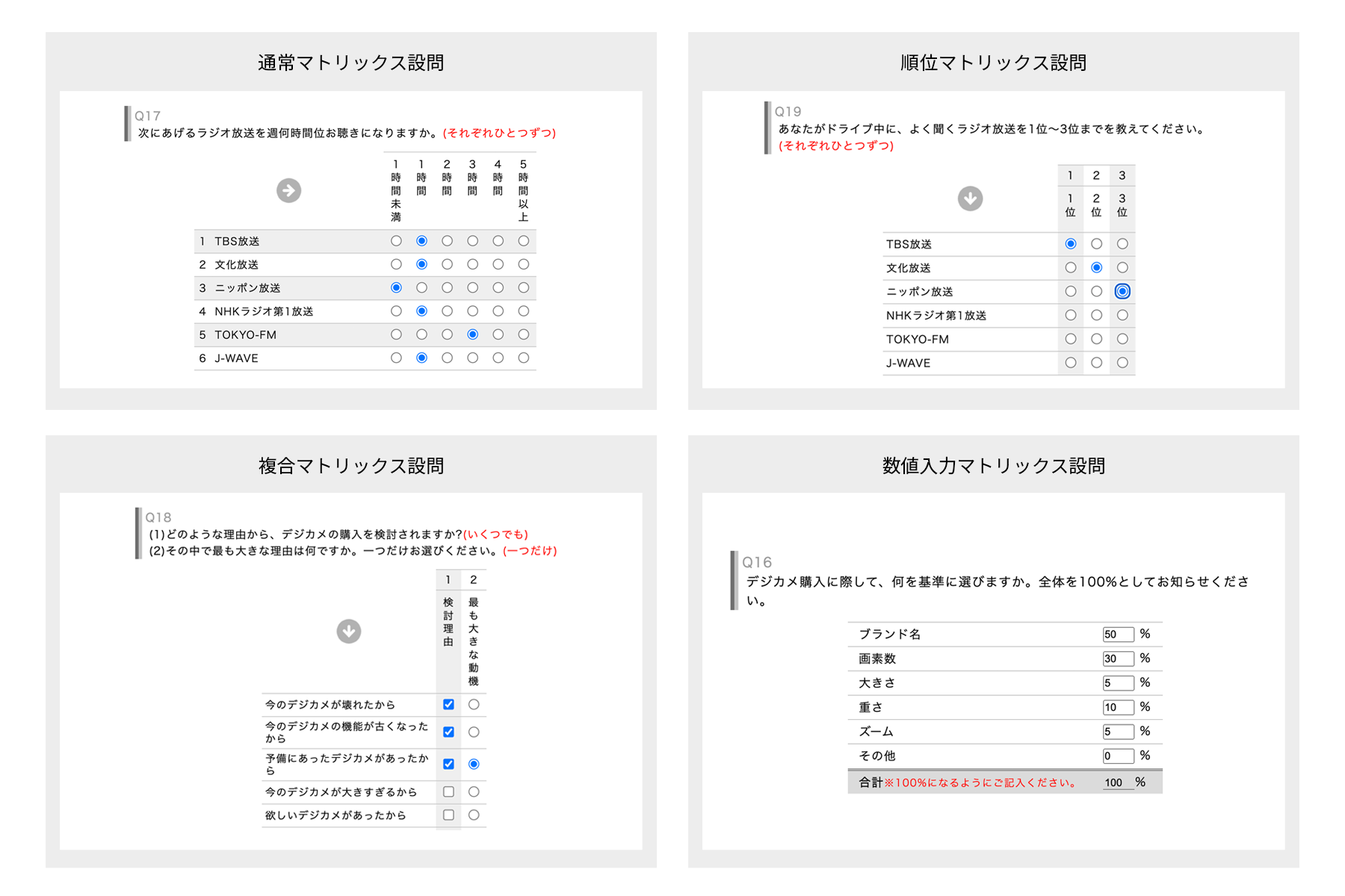 マトリクス設問