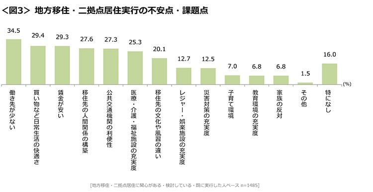 図3　地方移住・二拠点居住実行の不安点・課題点