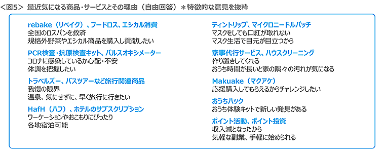 図5　最近気になる商品・サービスとその理由