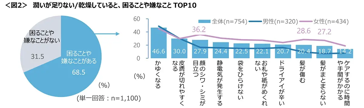 図2　潤いが足りない/乾燥していると困ることや嫌なことTOP10