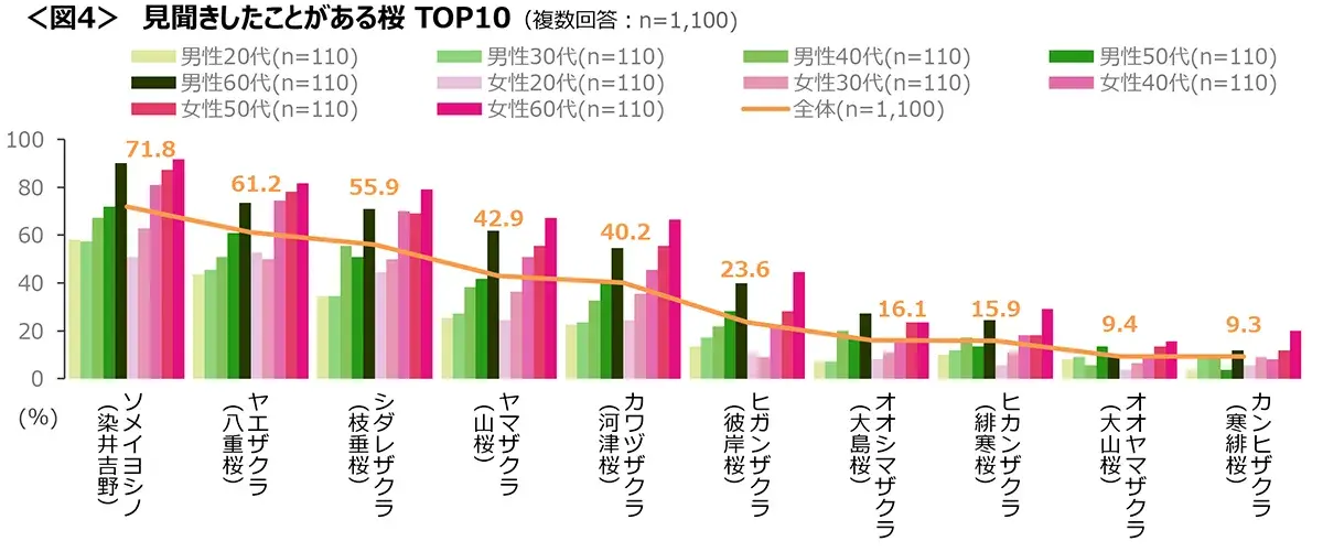 図4　見聞きしたことがある桜TOP10