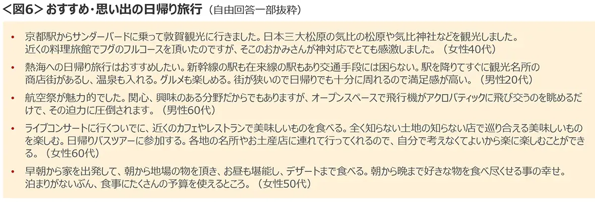 図6　おすすめ・思い出の日帰り旅行